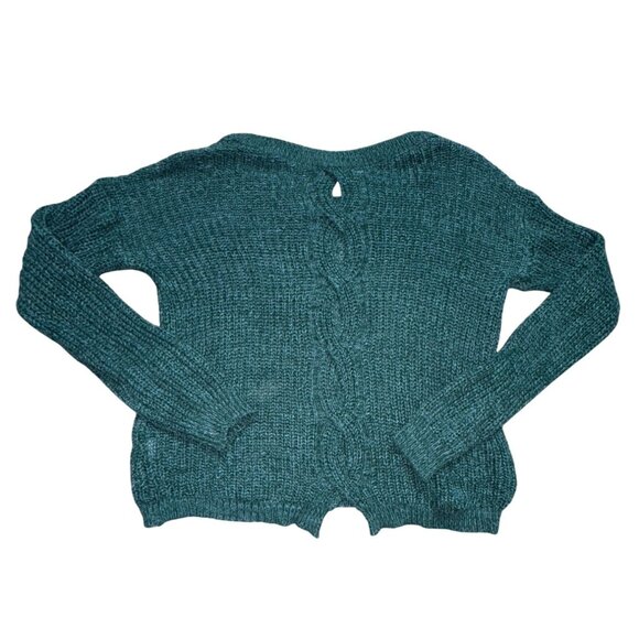 Dex Womens Knit Sweater With Back Cut Outs-Green-Size M-GUC - Picture 5 of 6